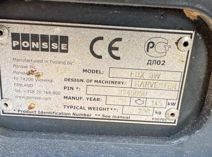 Harvester Ponsse Fox TABLET Harvester Ponsse Fox TABLICZKA